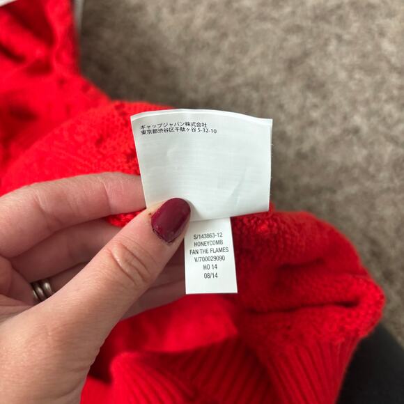 NWT Old Navy Honeycomb Crew Neck Sweater Sz XXL Red Holiday Cotton Blend - Picture 7 of 9
